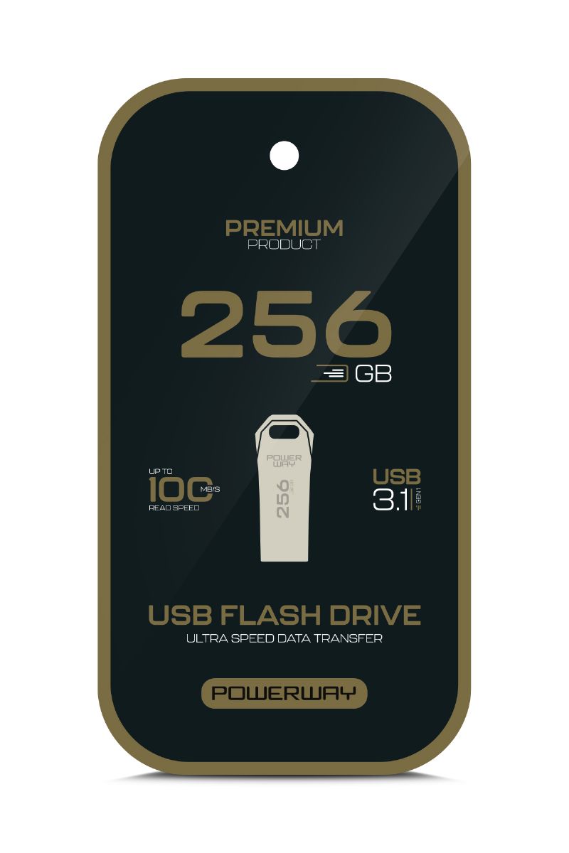 Powerway 256 GB USB 3.1 Flash Bellek Siyah Altin